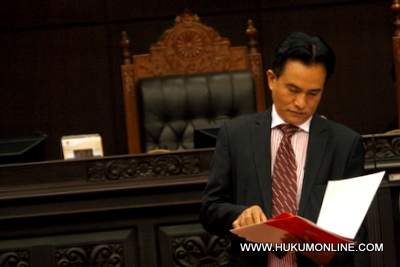 Majelis MK kabulkan sebagian permohonan pengujian yang diajukan<br> Prof Yusril Ihza Mahendra. Foto: SGP