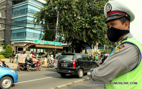 Lokasi kejadian tabrakan beruntun di jalan Ridwan Rais, Jakarta Pusat. Foto: SGP