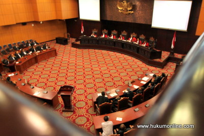 Majelis MK kembali menggelar sidang pengujian tentang Penyelenggara Pemilu. Foto: SGP 