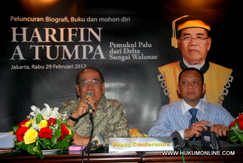 Akhiri Jabatan, Mantan Ketua MA Harifin A Tumpa luncurkan Biografi. Foto: SGP