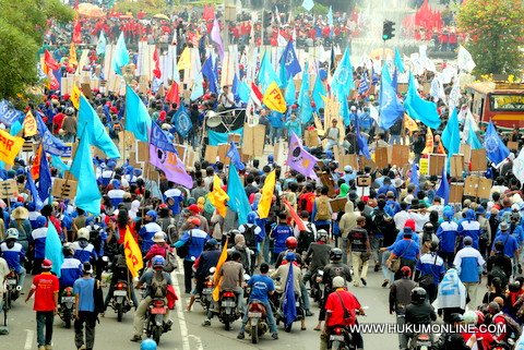 Ribuan buruh rayakan hari buruh sedunia (Mayday). Foto: Sgp