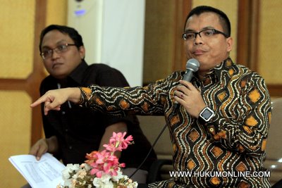 Wakil Menteri Hukum dan HAM Denny Indrayana dalam acara diskusi bulanan Kemenkum HAM. Foto: Sgp