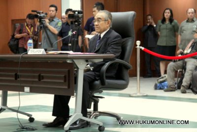 Mantan hakim agung Achmad Yamanie saat sidang MKH di Gedung MA. Foto: Sgp