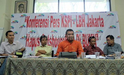 Konferensi pers KSPI-LBH Jakarta. Foto: SGP