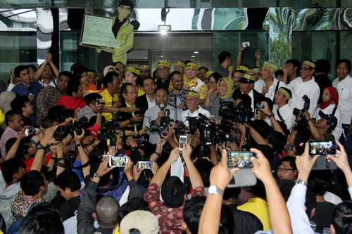 Pimpinan KPK saat menemui mahasiswa, alumni, dan akademisi sejumlah universitas di Gedung KPK, Rabu (18/2). Foto: RES