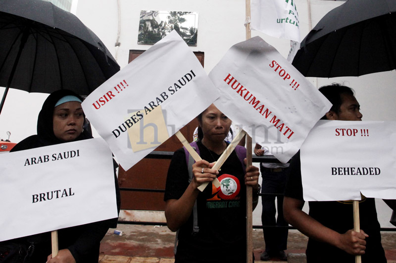 Demo menentang eksekusi mati TKI oleh Arab Saudi. Foto: RES