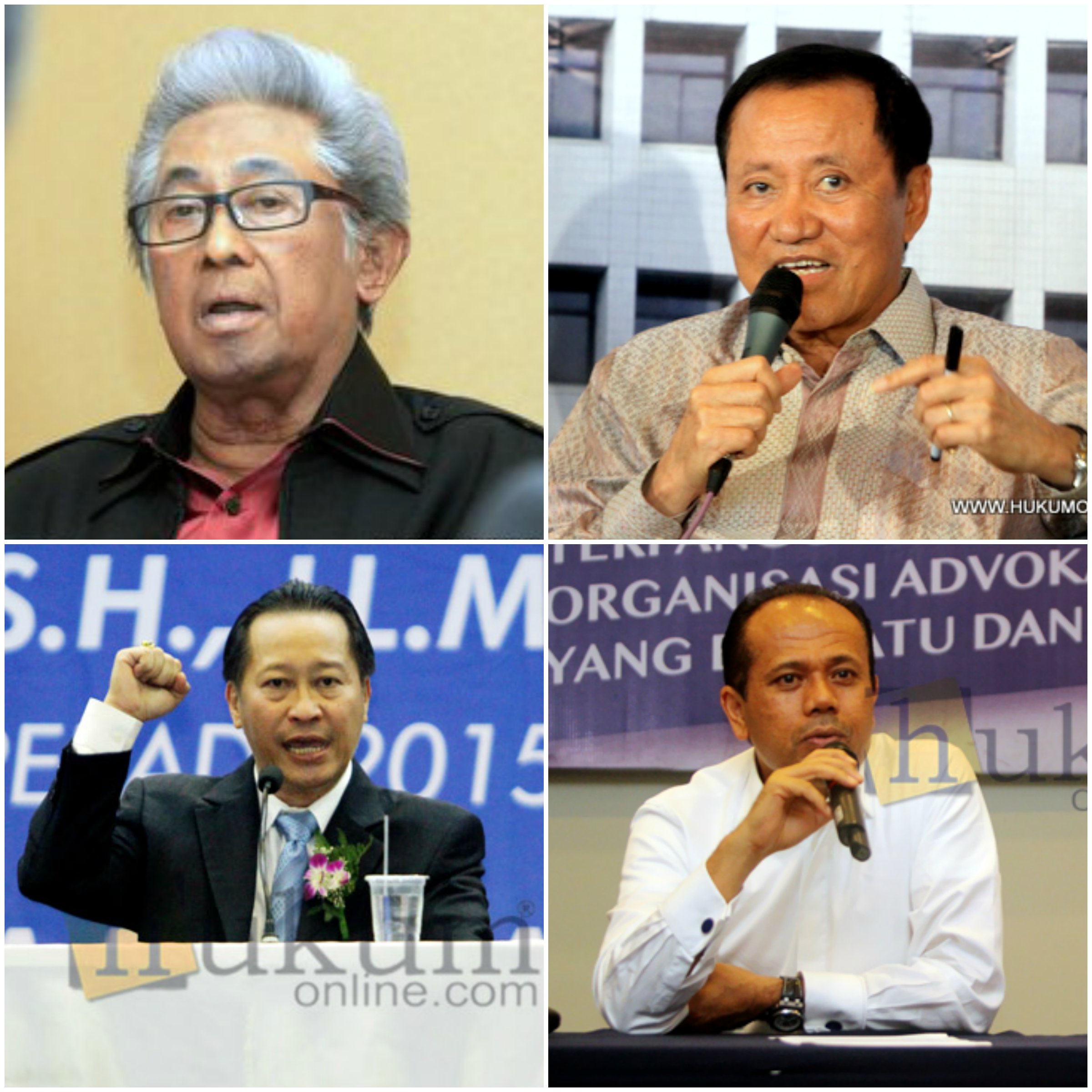 Searah jarum jam: Adnan Buyung Nasution, Amir Syamsuddin, Juniver Girsang dan Humphrey Djemat. Foto: RES/SGP 