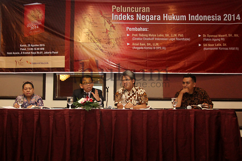 Acara peluncuran Indeks Negara Hukum Indonesia 2014 oleh ILR di Jakarta (20/8). Foto: RES