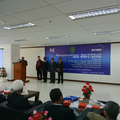 Acara penyerahan sertifikat ISO 9001 : 2008 dari lembaga sertifikasi berskala internasional TUV NORD Indonesia dan ASRI CERT. Foto: ASH
