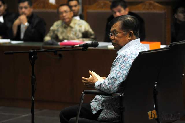 Wapres Jusuf Kalla saat bersaksi di Pengadilan Tipikor Jakarta. Foto: RES