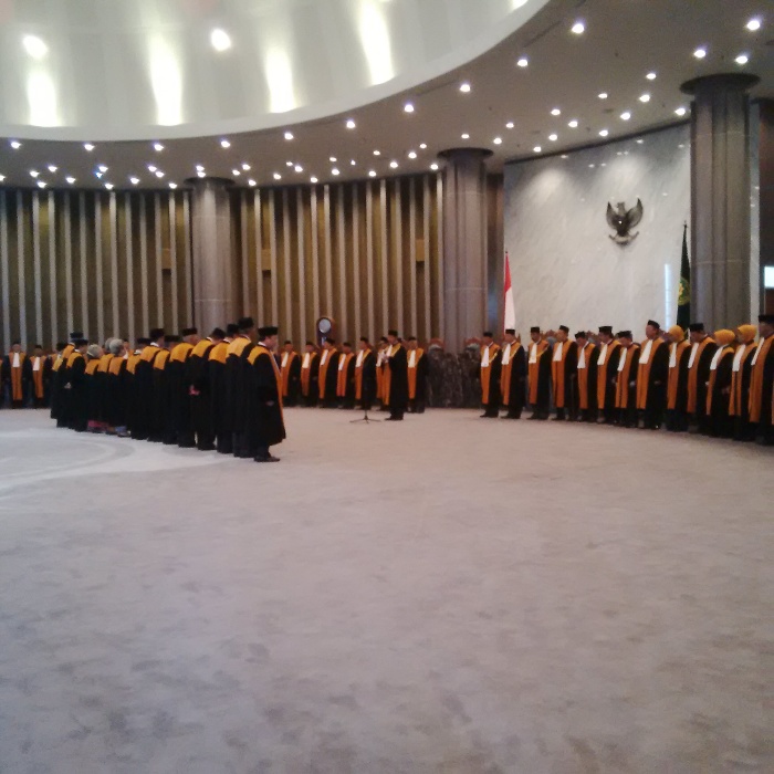 Suasana wisuda purnabhakti 15 hakim agung di MA, Rabu (17/2). Foto: ASH