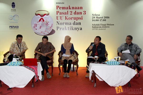 Salah satu diskusi tentang Pasal 2 dan Pasal 3 UU Tipikor di Jakarta. Foto:  RES