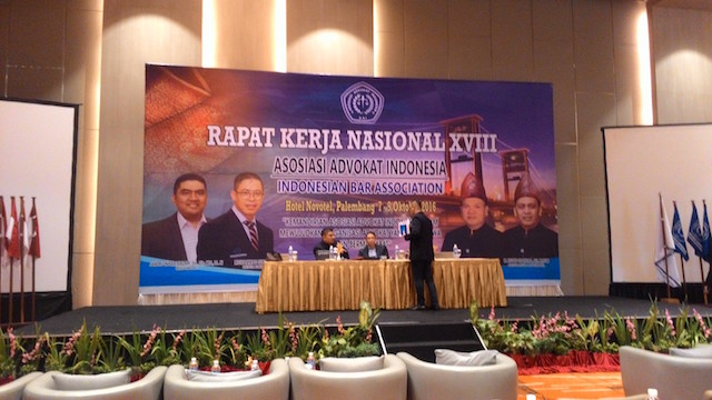 Asosiasi Advokat Indonesia akan menggelar Rapat Kerja Nasional XVIII di Palembang pada Jumat-Minggu (7-9 Oktober 2016). Foto: Hasyry Agustin
