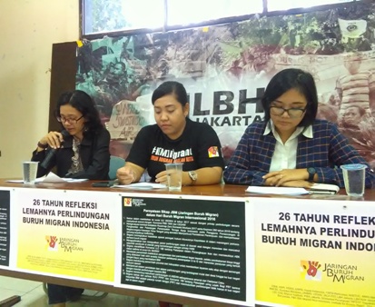 Para aktivis isu buruh migran dalam konperensi pers di Jakarta, Senin 919/12). Foto: ADY