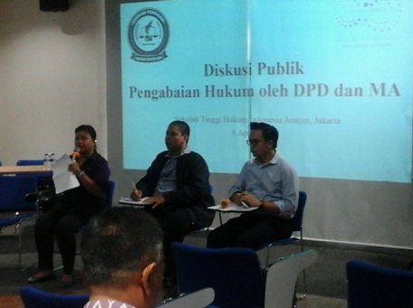 Diskusi mengenai DPD dan putusan MA di Jakarta, Kamis (06/4) kemarin. Foto: MYS