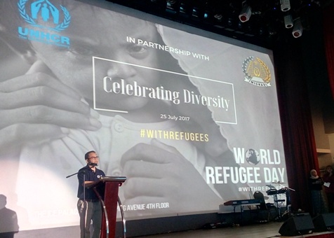 Peringatan Hari Pengungsi Dunia kerjasama UNHCR dan Ditjen Imigrasi, di Jakarta, Selasa (25/7). Foto: EDWIN