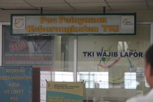Pos lapor pekerja migran di salah satu bandara di Indonesia. Foto: MYS