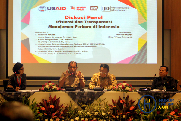 Diskusi transparansi manajemen perkara dalam IJRF 2018 di Jakarta. Foto: Res