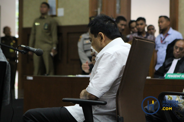 Terdakwa Setya Novanto saat mengikuti persidangan kasus korupsi e-KTP di Pengadilan Tipikor Jakarta. Foto RES 
