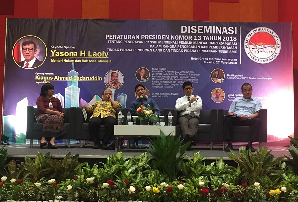 Acara diseminasi Perpres Beneficial Ownership di Jakarta, Selasa (27/3). Foto: DAN