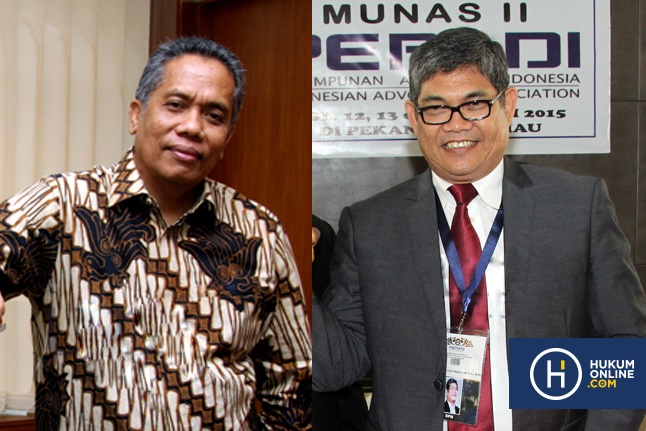 Ketua DPN Peradi Luhut Pangaribuan dan Ketua DPN Peradi Fauzie Hasibuan. Foto: RES
