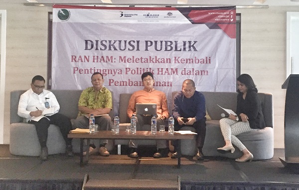 Diskusi RAN HAM: Meletakkan Kembali Pentingnya Politik HAM dalam Pembangunan di Jakarta, Selasa (31/7). Foto: DAN