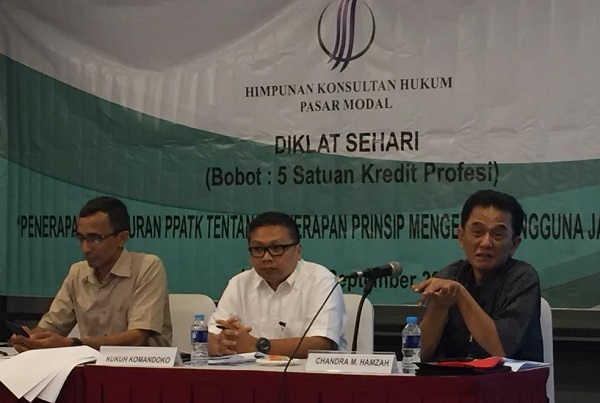 Diklat HKPM bertajuk Penerapan Peraturan PPATK tentang Penerapan Prinsip Mengenali Pengguna Jasa Bagi Advokat di Jakarta, Sabtu, (29/09). Foto: HMQ