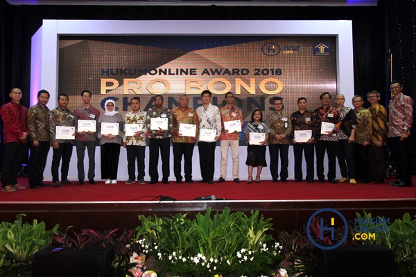 Hukumonline menghelat acara penghargaan â€œHukumonline Awards 2018: Indonesia Pro Bono Championsâ€.  Foto: RES