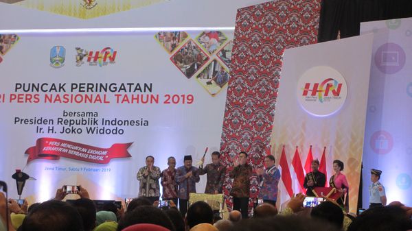 Presiden Joko Widodo di Hari Pers Nasional 2019 di Surabaya. Foto: NEE