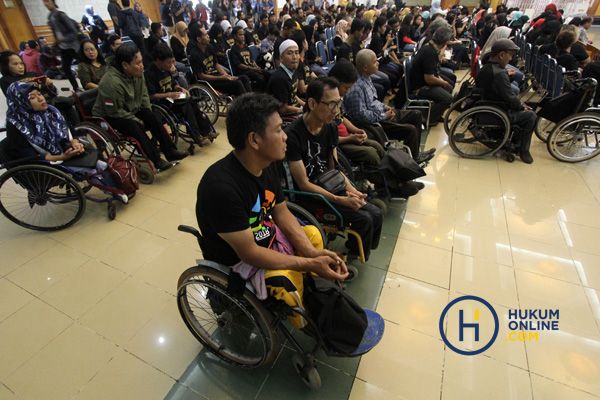 Simulasi hak pilih penyandang disabilitas di KPU, Februari 2019. Foto: RES