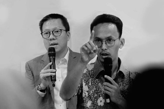 Partner dari firma hukum Ginting & Reksodiputro in association with Allen & Overy LLP, Sugianto Osman dan Ketua Indonesia Cyber Law Community (ICLC), Teguh Arifiyadi. Foto: RES