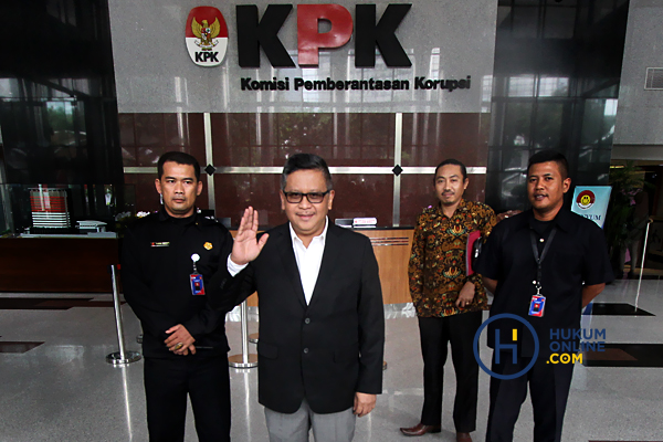 Sekjen PDIP Hasto Kristiyanto di gedung KPK. Foto: RES