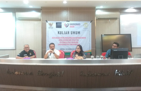 Acara Kuliah Umum mengenai edukasi konsumen di era digital di Universitas Indonesia, Rabu (26/2). Foto: MJR