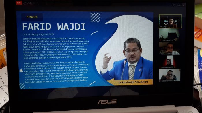 Diskusi webinar peluncuran buku Farid Wajdi dkk tentang pengawasan hakim di Komisi Yudisial. Foto: MYS