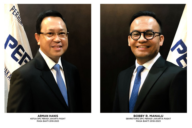Ketua DPC Peradi Jakarta Pusat, Arman Hanis dan Sekretaris DPC Peradi Jakarta Pusat, Bobby R. Manalu.