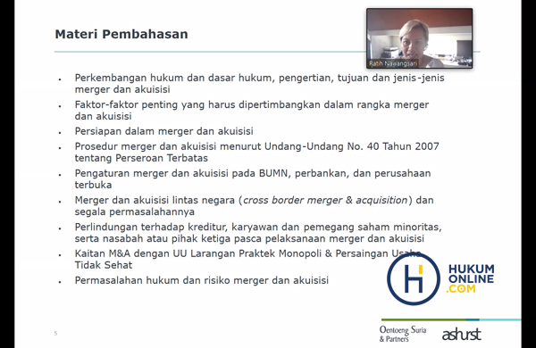 Pemaparan Materi oleh Ratih Nawangsari, Managing Partner - Oentoeng Suria & Partners in association with Ashurst