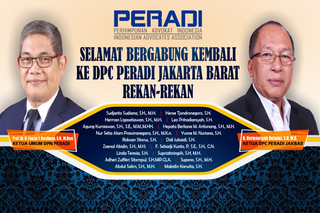 Penerimaan kembali 15 advokat dari Peradi-RBA menjadi anggota DPN Peradi pimpinan Fauzie Yusuf Hasibuan pada Rabu (9/9). Foto: istimewa. 