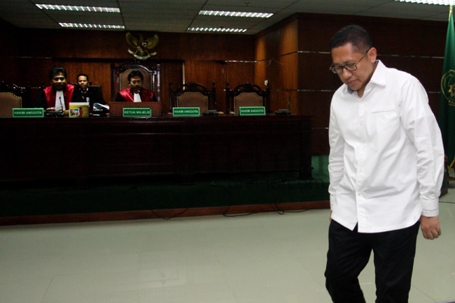 Anas Urbaningrum saat di Pengadilan Tipikor Jakarta awal Juli 2014 silam. Foto: RES