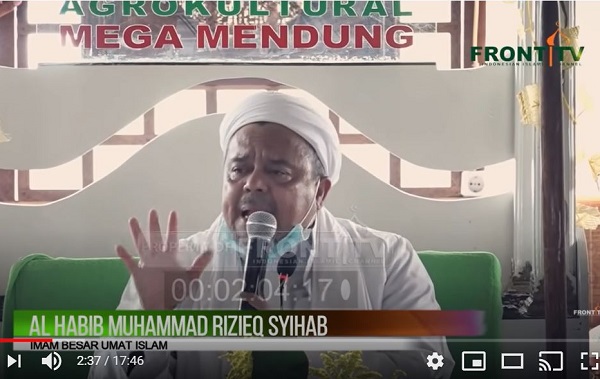Pimpinan Front Pembela Islam M Rizieq Shibab. Sumber: Youtube (FRONT TV)