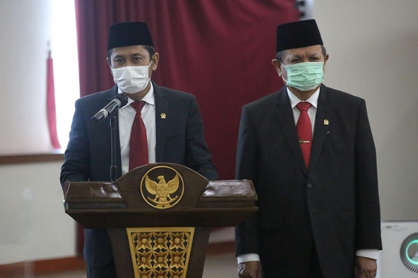 Ketua dan Wakil Ketua KY Terpilih Paruh Waktu I Periode Januari 2021-Juni 2023, Mukti Fajar Nur Dewata dan M. Taufiq HZ. Foto: Humas KY  