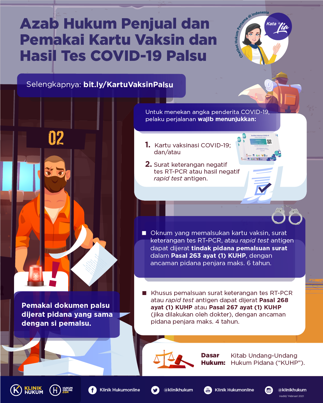 Azab Hukum Penjual dan Pemakai Kartu Vaksin dan Hasil Tes COVID-19 Palsu