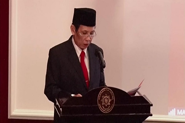 Ketua Pokja Anugerah MA Tahun 2021, Hakim Agung Prof. Takdir Rahmadi, saat pengumuman penerima Anugerah MA 2021, Kamis (19/8/2021). Foto: ADI