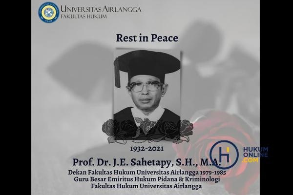 Prof JE Sahetapy, Guru Besar Emeritus FH Unair Tutup Usia