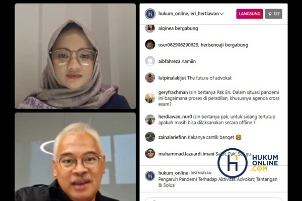 Senior Partner pada Assegaf Hamzah & Partner (AHP), Eri Hertiawan, dalam acara Headline Talks IG Hukumonline bertajuk Pengaruh Pandemi Terhadap Aktivitas Advokat: Tantangan & Solusi, Jumat (15/10).