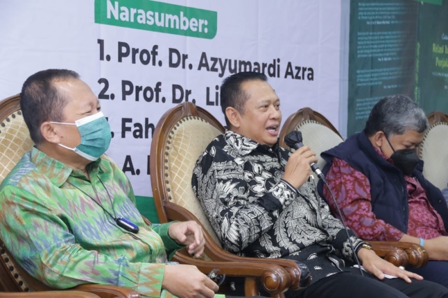 Ketua MPR Bambang Soesatyo di peluncuran buku karya Wakil Ketua MPR Arsul Sani. Foto: Istimewa.