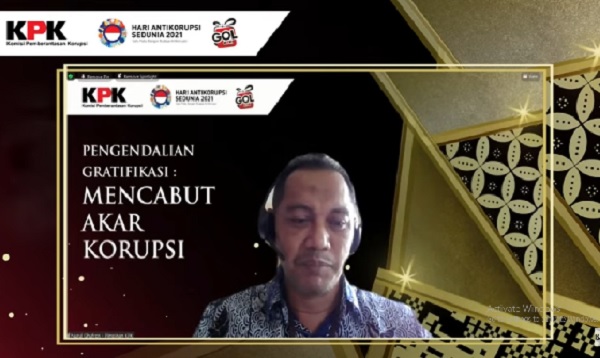 Wakil Ketua KPK, Nurul Ghufron, dalam webinar Hari Anti Korupsi yang disiarkan secara daring, Selasa (30/11). Foto: CR-27