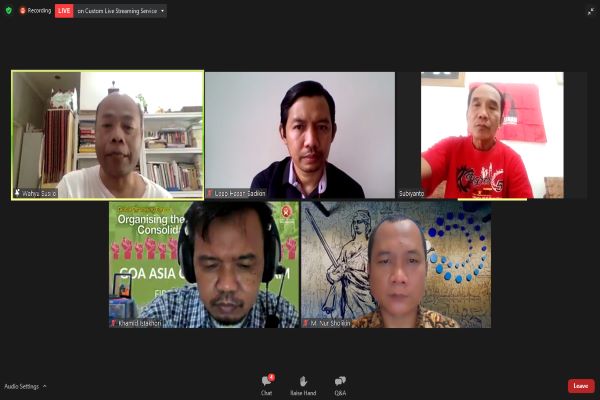Narasumber diskusi daring bertema 'Peringatan 56 Tahun Munir: Napak Tilas Jejak Cak Munir Dalam Perjuangan Buruh' yang digelar STH Indonesia Jentera, Selasa (7/12/2021). Foto: ADY 