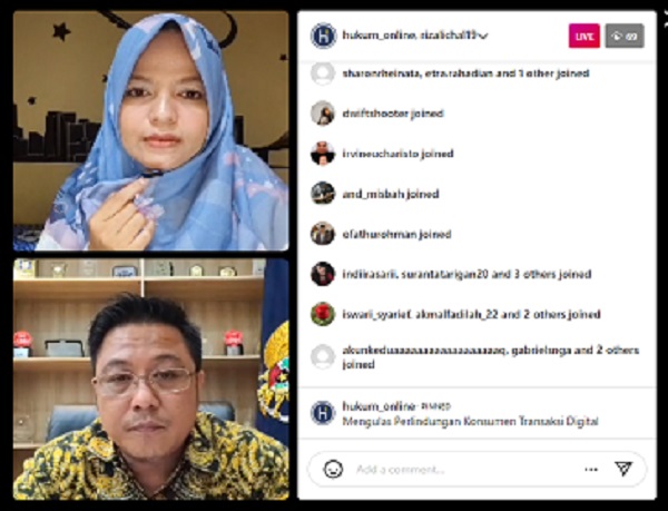 Instagram Live Headline Talks Hukumonline bertema Mengulas Perlindungan Konsumen Transaksi Digital, Jumat (4/3). Foto: WIL