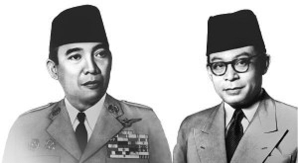 Presiden pertama Republik Indonesia Ir Soekarno dan Wakil Presiden  Mohammad Hatta. Foto: Setkab