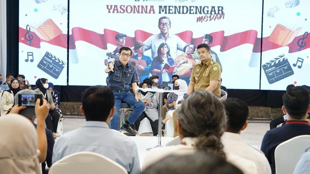 'Yasonna Mendengar' pertama kali digelar di Medan Sumatera Utara dan menghadirkan Walikota Medan, Bobby Nasution. Foto: istimewa.